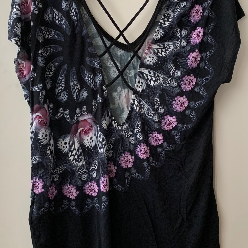 TED BAKER LONDON Butterfly Strappy Shirt Sz L - Picture 3 of 5
